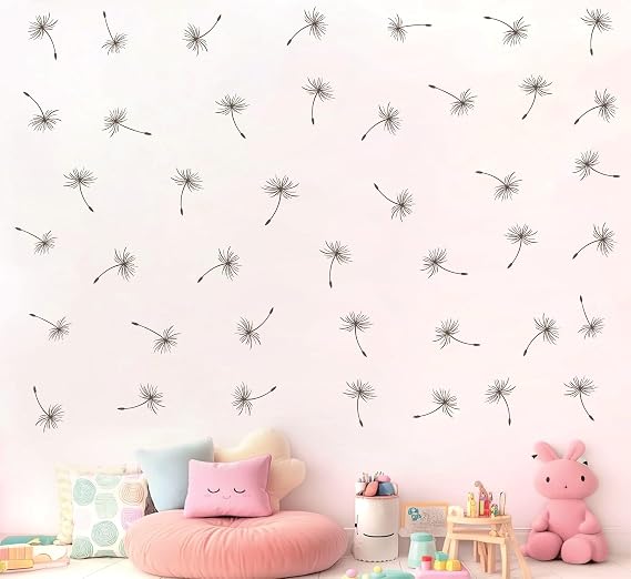 Dandelion Wall Decals Dandelion Wall Art Stickers Removable Floral Wall Art Decoration Peel and Stick Nursery Girls Bedroom Kids Room Wall Decor