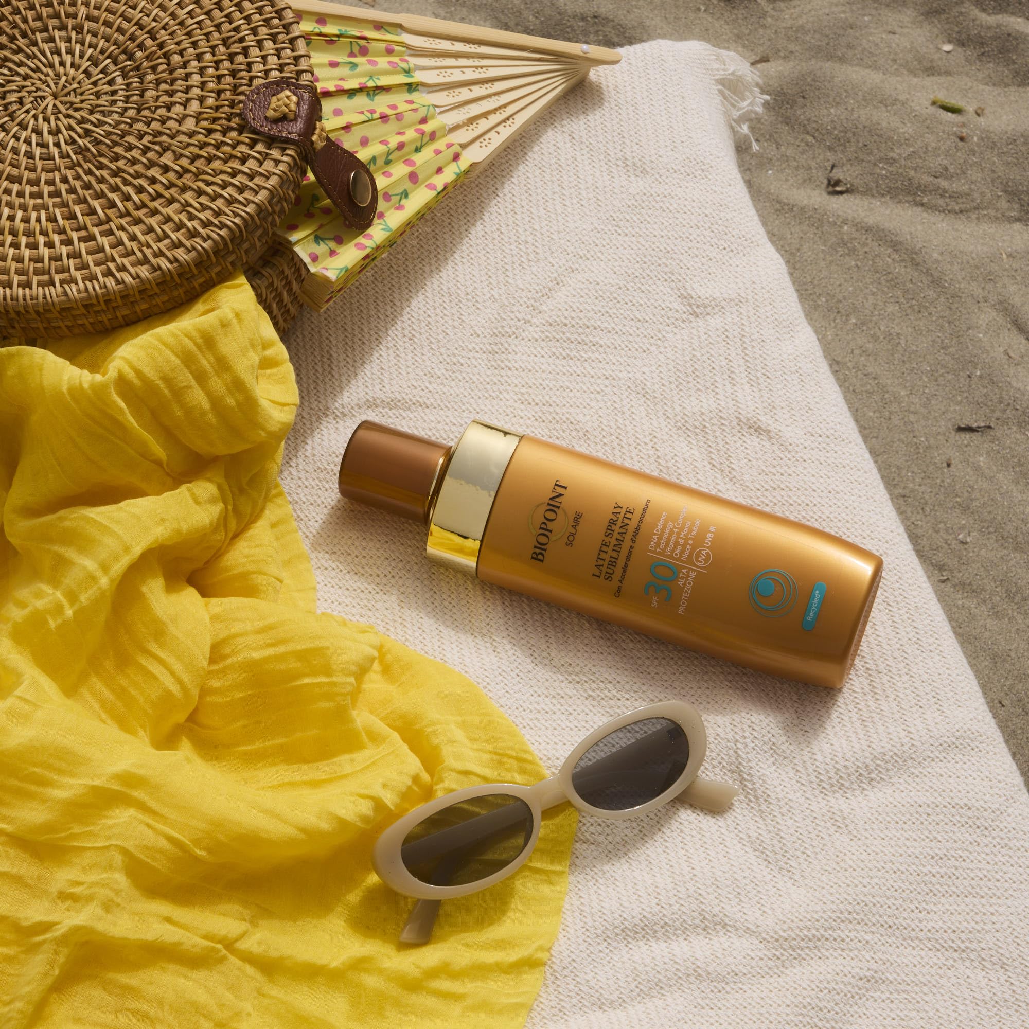 Biopoint Solaire Farbstoffspray SPF 30 mit Bräunungsbeschleuniger, antioxidativ und feuchtigkeitsspendend, gibt eine goldene und glänzende Haut, 250 ml