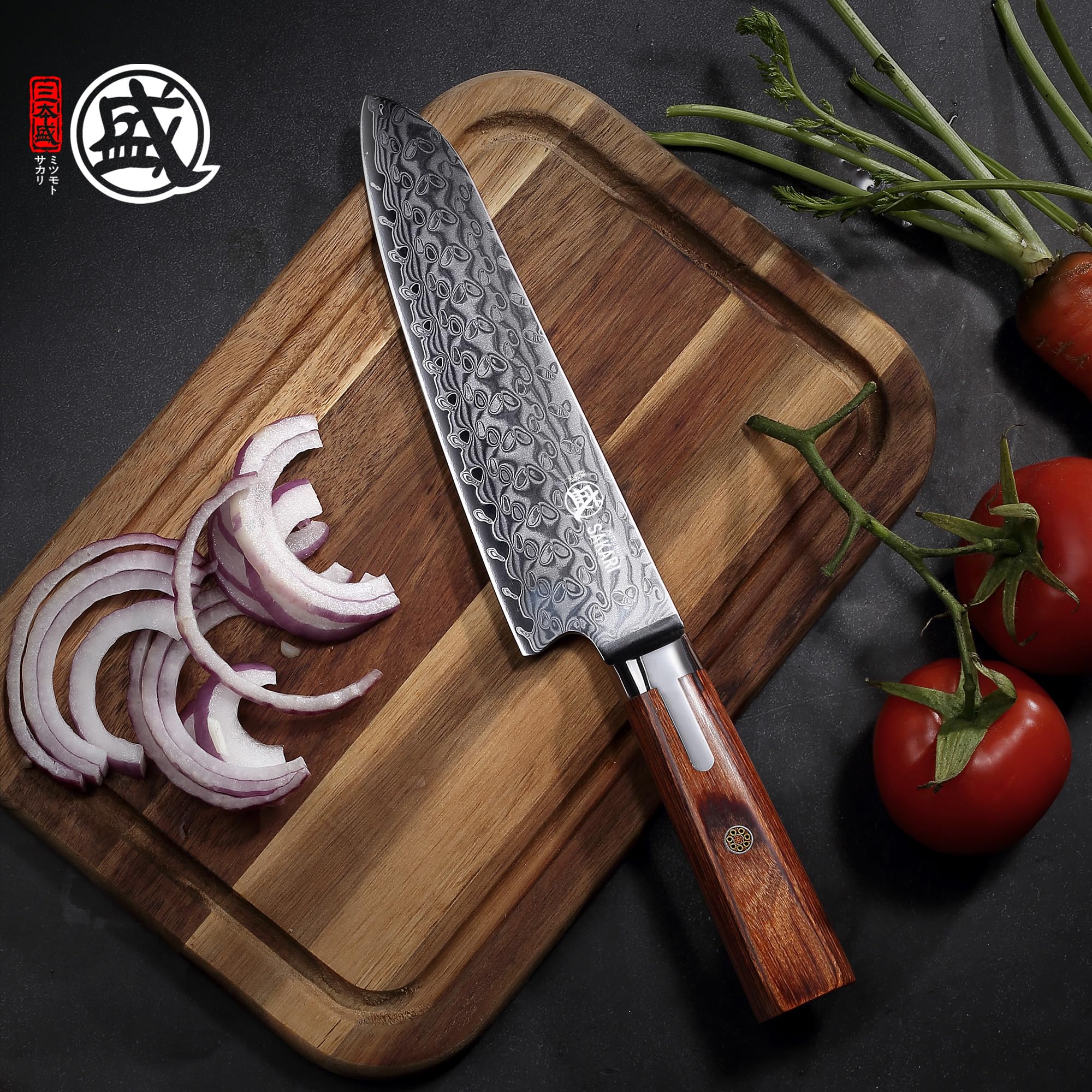 Amazon | MITSUMOTO SAKARI 三徳包丁 180mm ダマスカス 手鍛造 粉末鋼