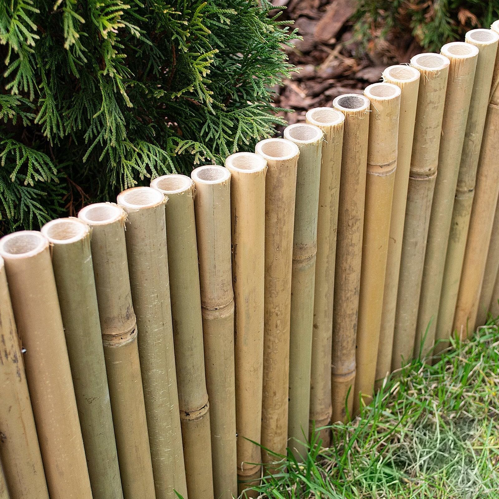 Floordirekt Bambus Beetumrandung - Flexible Beeteinfassung - Steckzaun - Rasenkante - Palisade - Abgrenzung für Blumen und Beete (15 x 100 cm)