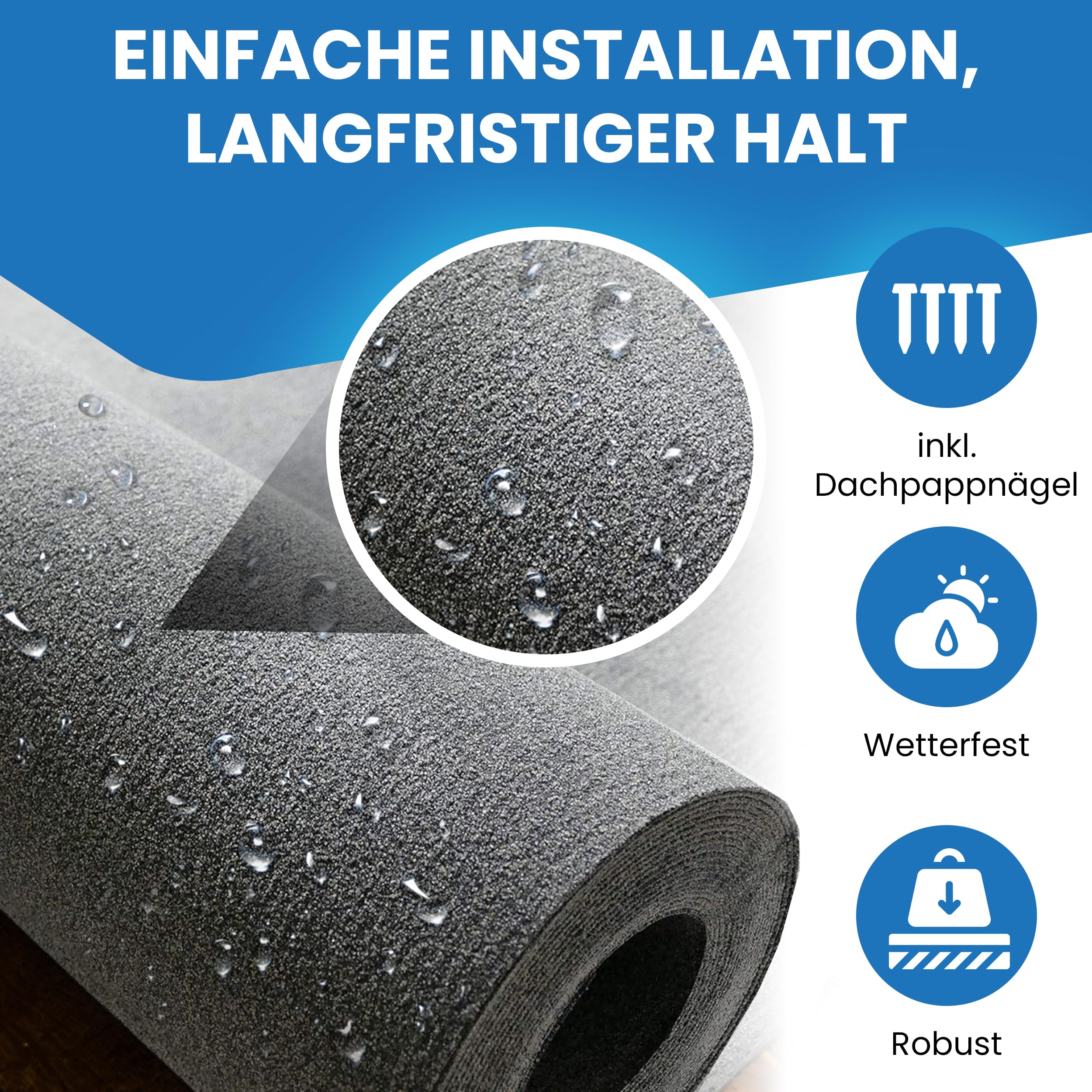 Gartenwelt Riegelsberger Papa dachowa V13 piaskowana 10 m² taśma bitumiczna wraz z 100 sztukami gwoździ do papy dachowej 3 x 15 mm