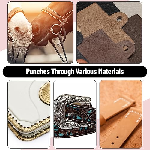 Miniatura 6 de UNCO - Herramienta de perforación de cuero agujero, tamaños de múltiples agujeros, perforador de agujero de cinturón, herramienta de perforación de