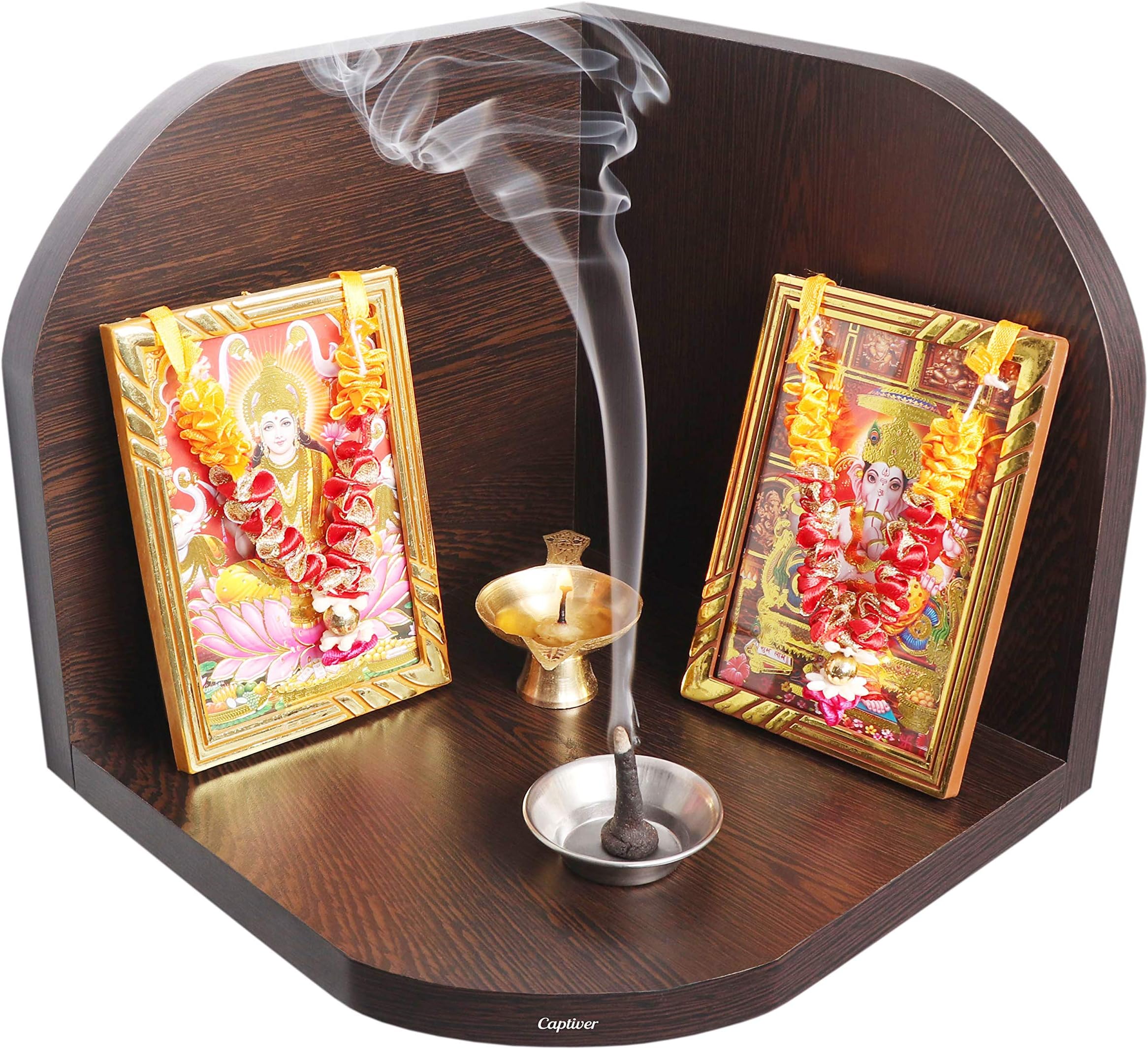 Captiver Niche Engineered Wood Wall Mounted Small Corner Shelf Stands Self (Finish Wenge) Office Living Room Kitchen Bedroom Washroom Storage Multipurpose Shelves Organizer