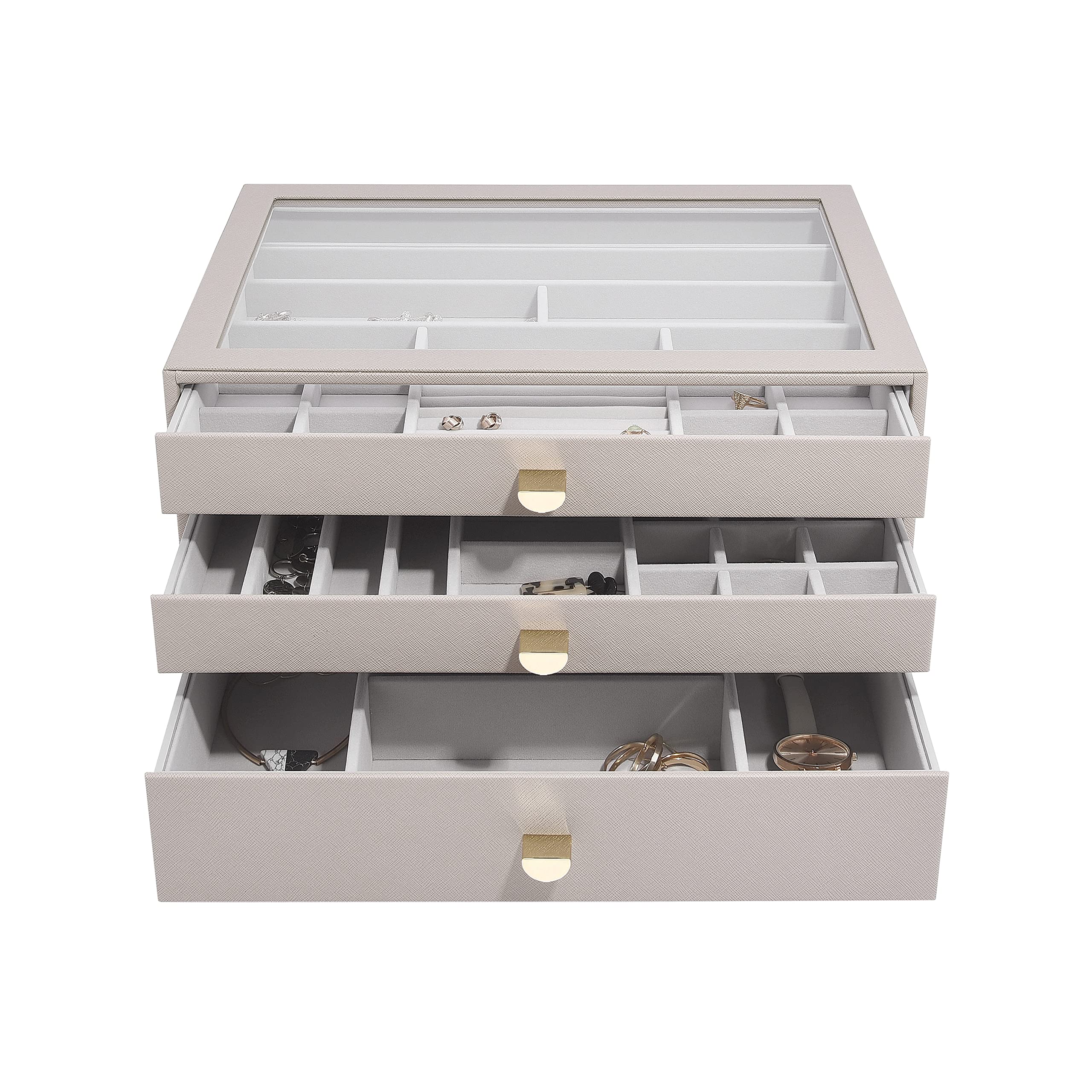 Stackers Taupe Supersize Jewellery Box - Set Of 3 (With Drawers)
