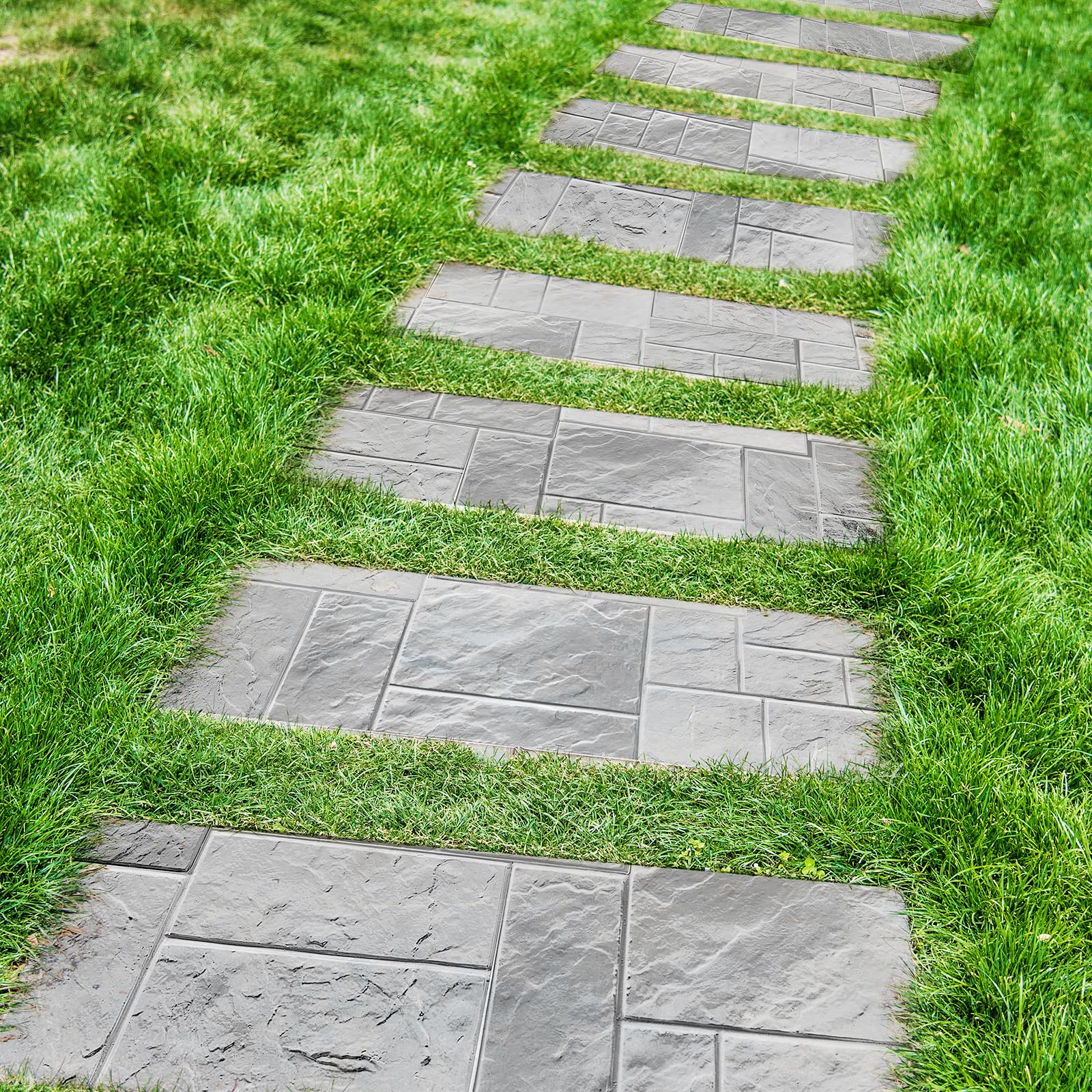 VEVOR Alfombrilla para Sellos de Hormigón 7 Piezas 618x618 mm Textura de Poliuretano para Revestimiento de Hormigón para Impresión de Suelo de Pizarra Moldes de Hormigón para Decoración de Exteriores