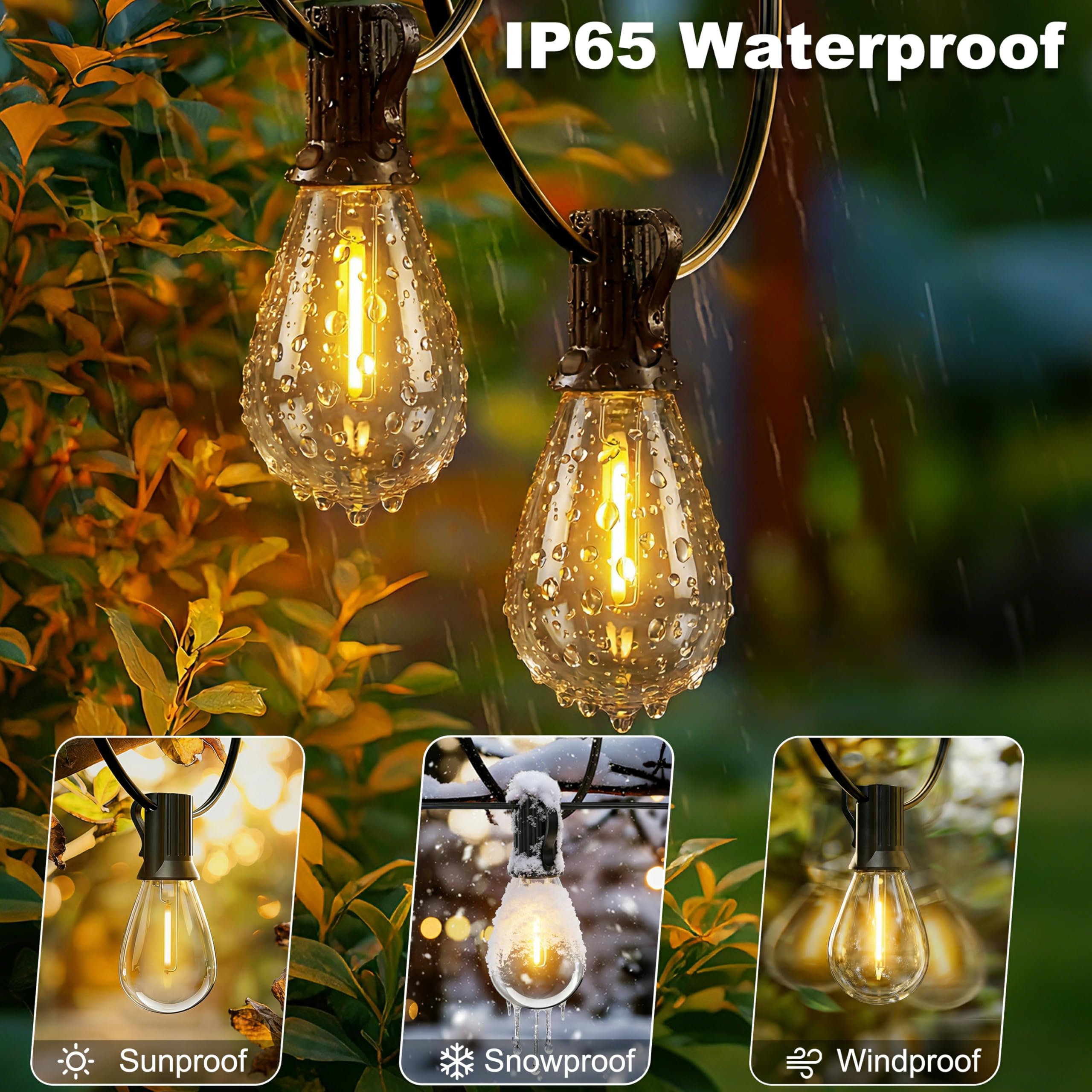 Catena di luci solari per esterni, resistente alle intemperie, S11, con 40 + 2 LED e doppio pannello solare, 2 telecomandi, IP65, catena luminosa solare per esterni, per grandi superfici