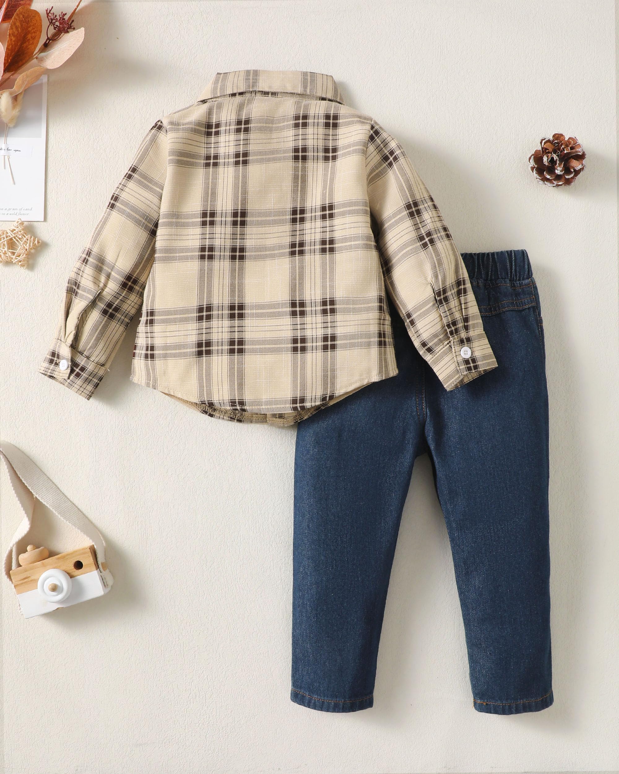 XUANHAO Conjunto de ropa de bebé para niños de 12, 18, 24 meses, 2T, 3T, 4T, 5T, pantalones vaqueros, ropa de otoño e invierno