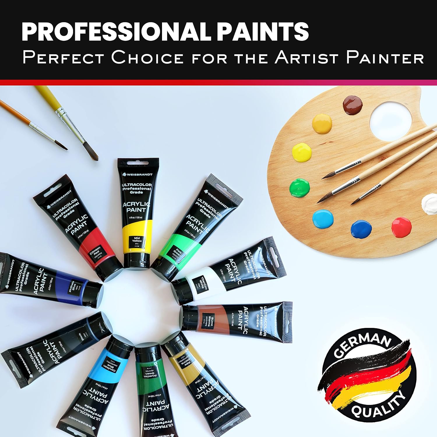 WEISBRANDT Artist Quality Acrylic Paint in Assorted Colors for Artists & Hobby Painters, Rich Pigment, Non Fading and Non Toxic, Titanium White, 4 oz : Arts, Crafts & Sewing