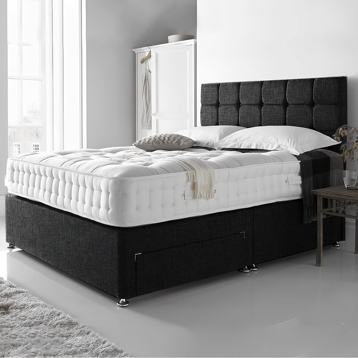 DBZ BEDS Reinforced Double Bed Set 4 FT 6 with 2000 Series Mattress