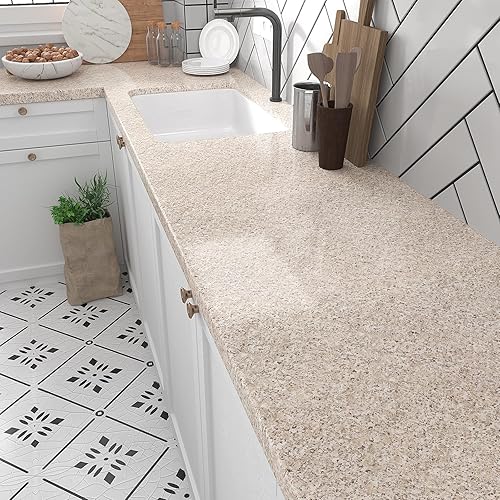 Miniatura 3 de VEELIKE Papel adhesivo de granito de 15.7 x 118 pulgadas para encimeras, impermeable, autoadhesivo, papel tapiz de granito para encimeras de cocina,