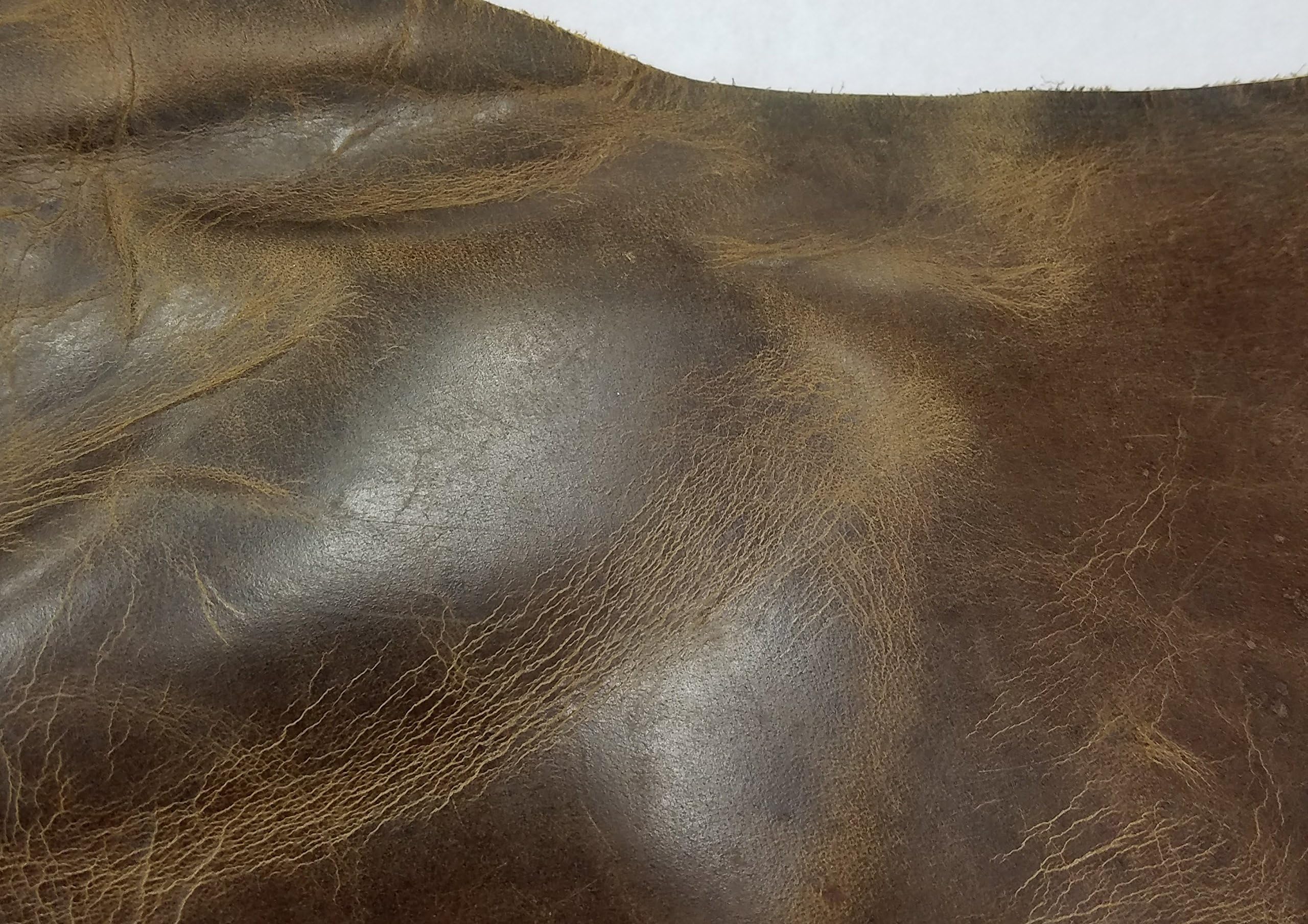 NAT Leathers Brown Crazy Horse 4.0-5.0 oz Smooth Waxy Oil Pullup Crafting Vegetable Tanned Cowhide Genuine Leather Hide Skin (20 inch x 30 inch Cutting)