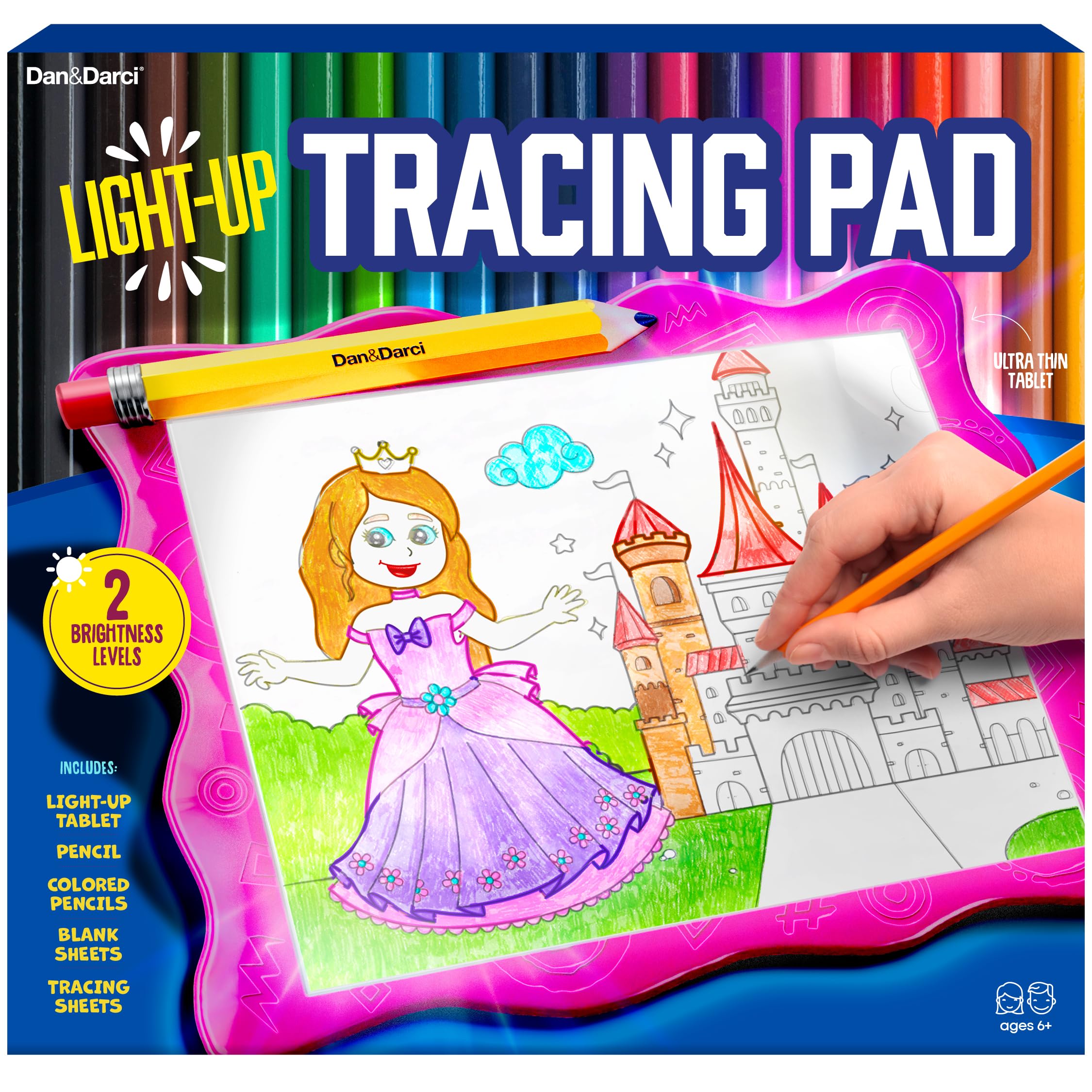 Dan&Darci Light Up Tracing Pad for Kids - Arts & Crafts Writing Drawing Tracer Board, Craft Kit for Girls & Boys Ages 6-12 - Birthday Toys Gifts Ideas