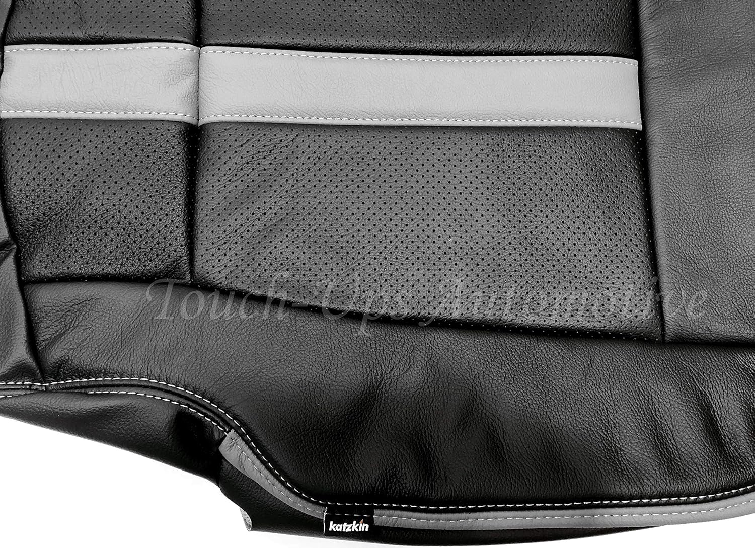 Katzkin Leather Seat Covers Compatible with 2019-2020 Ford F-150 SuperCrew XLT Black Gray