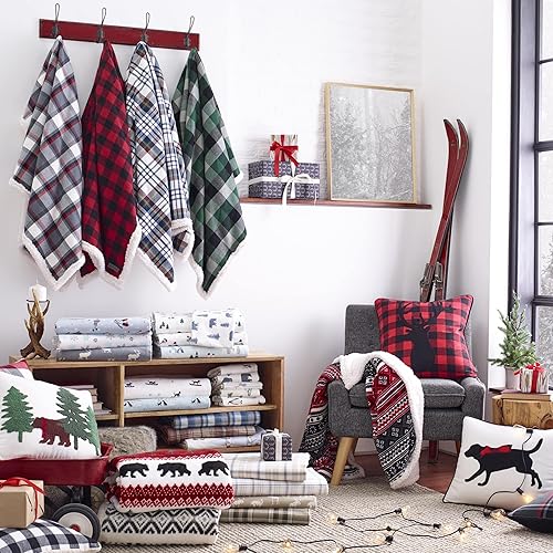 Miniatura 14 de Eddie Bauer - Juego de sábanas de tamaño King, de franela de algodón, cepillado para mayor suavidad, acogedora decoración para el hogar (Deer