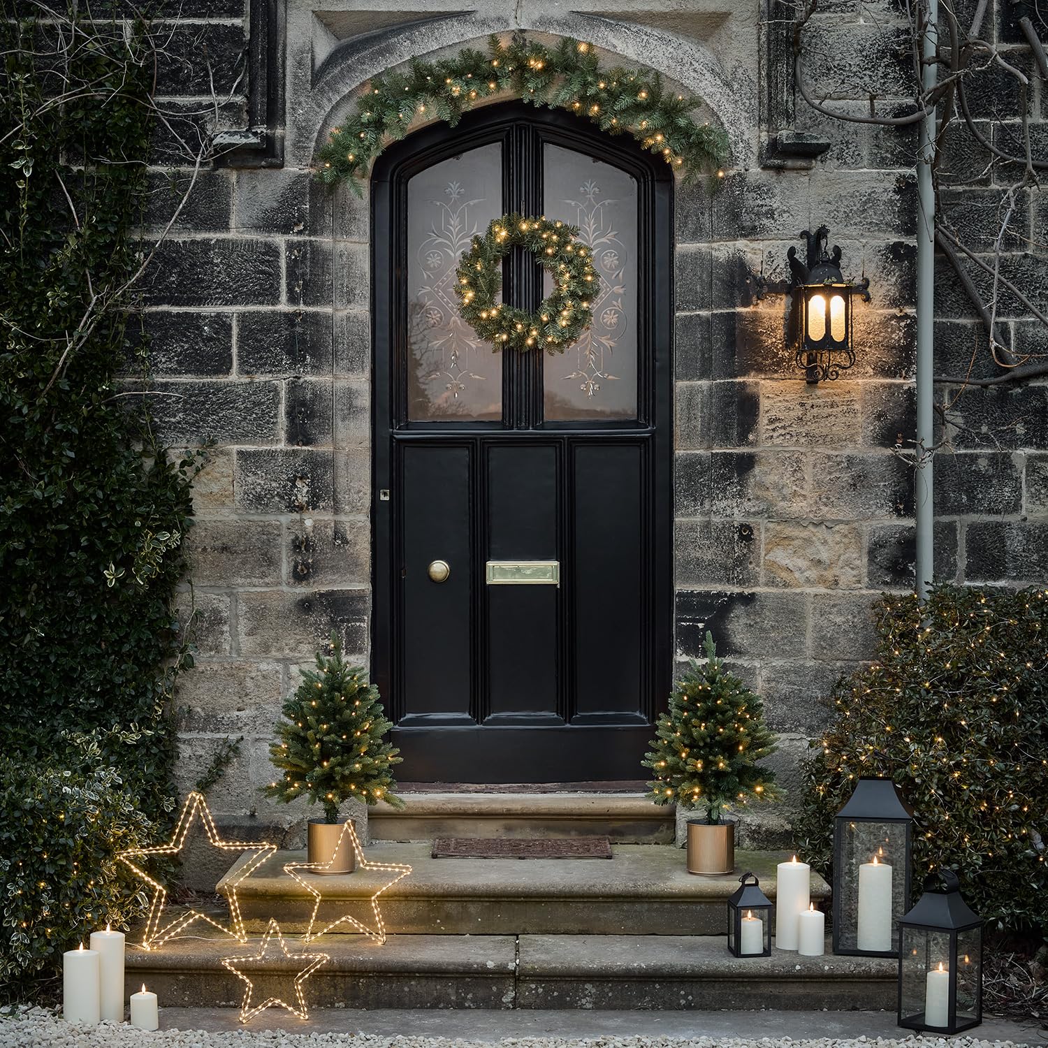 Lights4fun 3er Set LED Stern Silhouetten 1m Warmweiß Beleuchtet Innen Weihnachtsdeko Fenster Stehend
