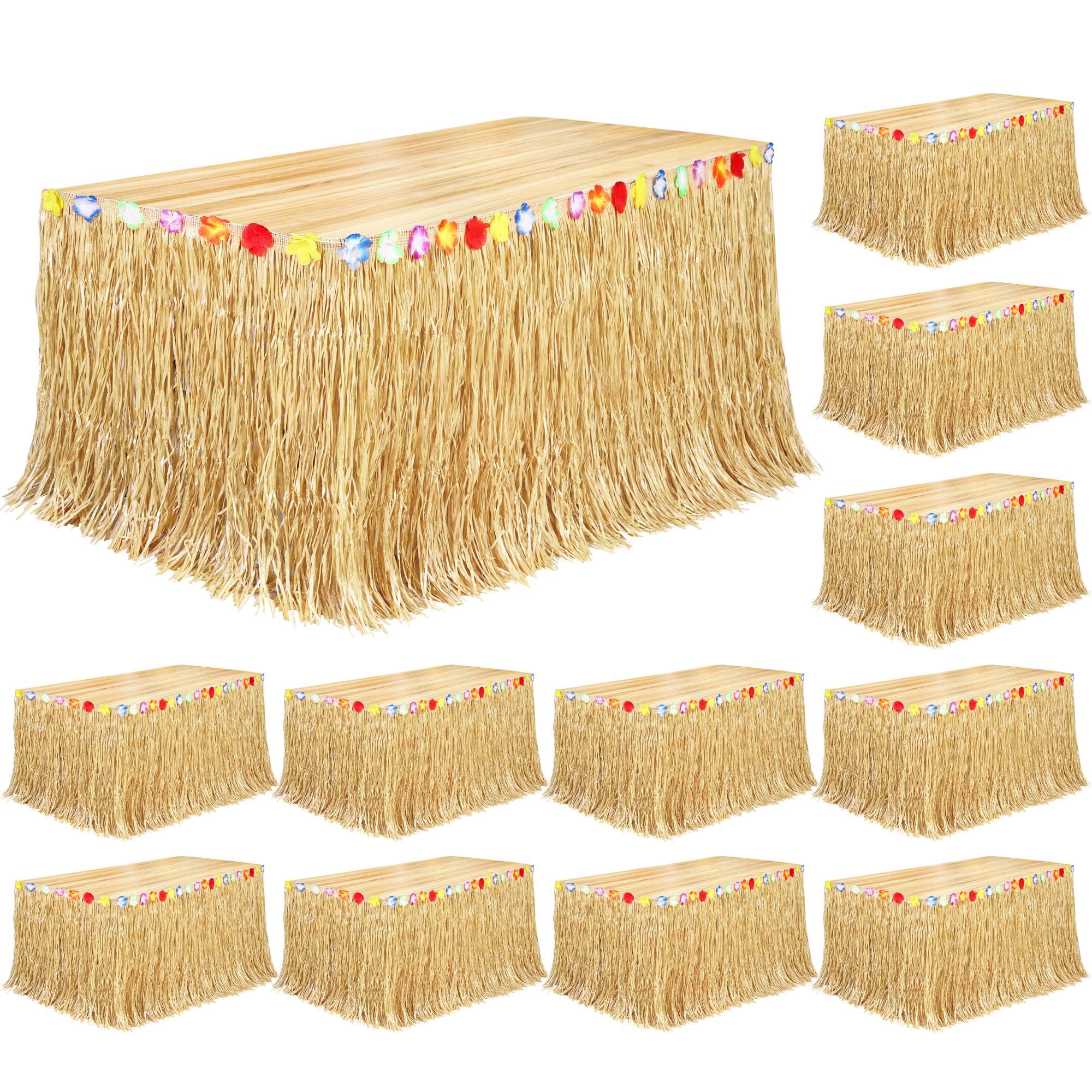 Jupe de table hawaïenne en herbe naturelle de 2,7 m pour kit de décoration de fête Luau