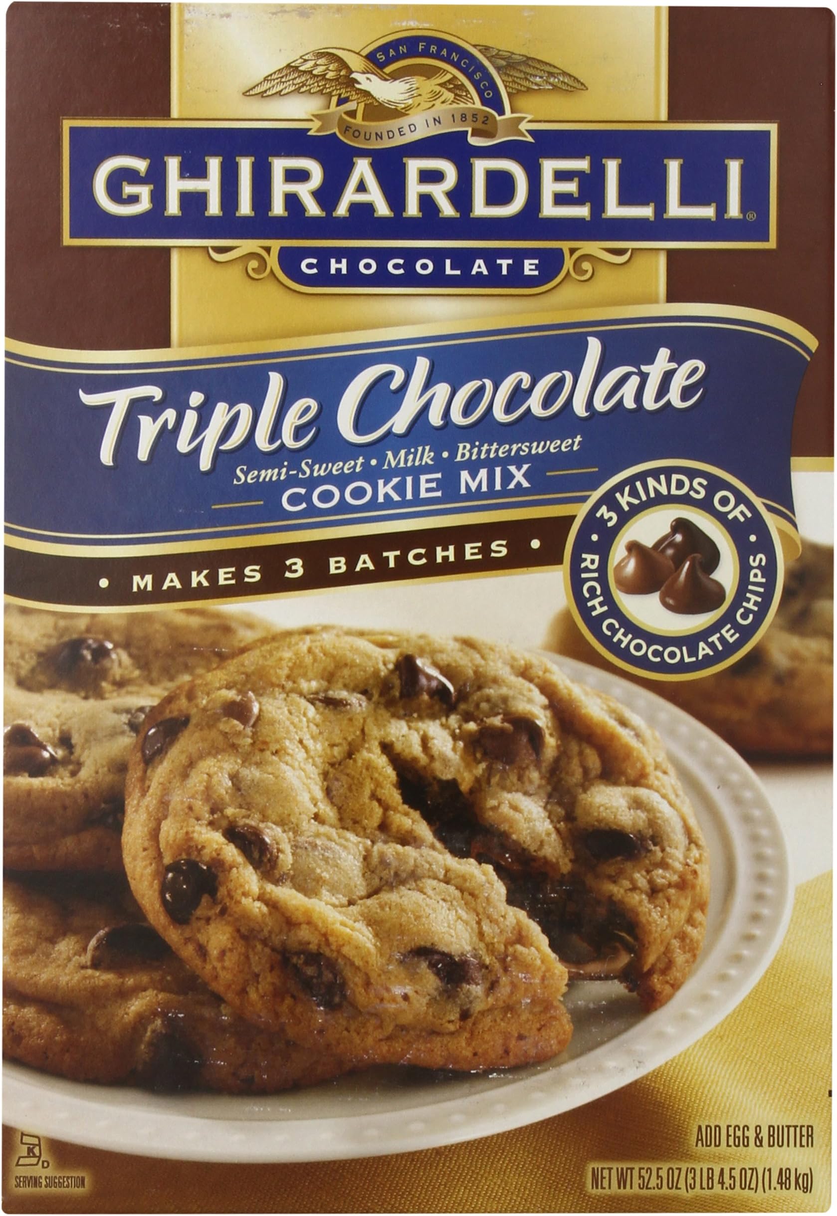 Ghirardelli Triple Chocolate Cookie Mix Makes 3 Batches