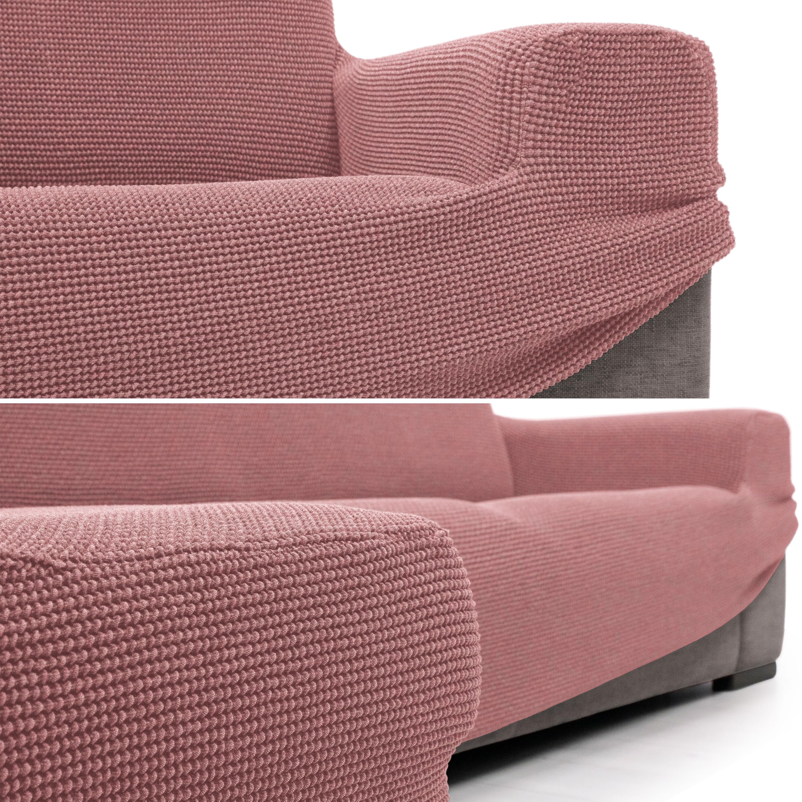 MAXIFUNDAS Funda Chaise Longue Relive Brazo Derecho Corto Rosa Pastel
