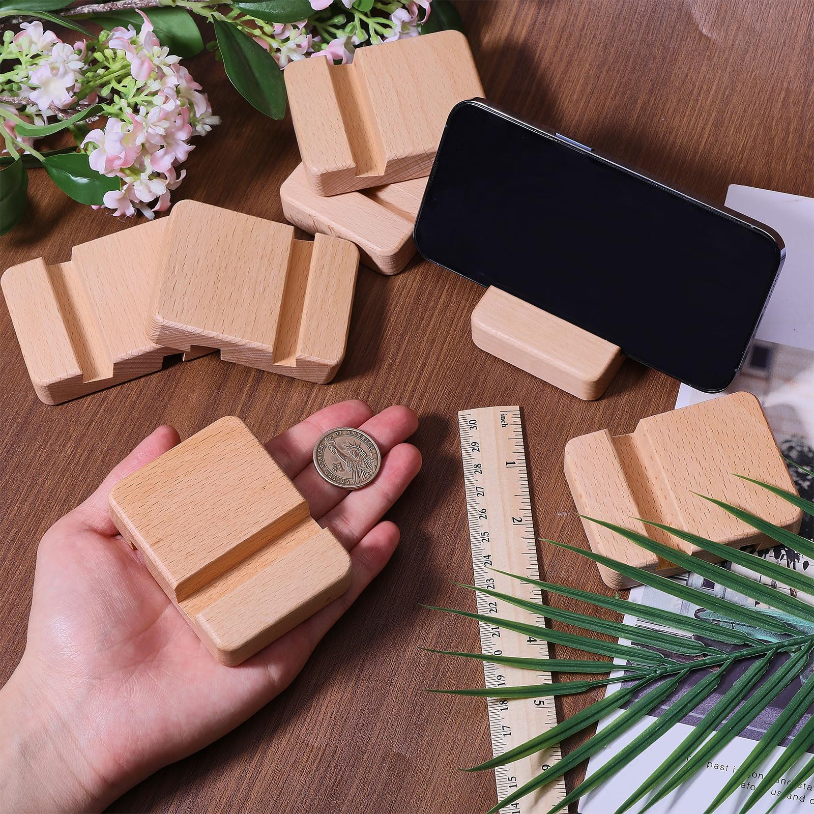 FREEBLOSS 15 pz telaio da ricamo in legno supporto per ricamo cerchio espositore per telefono cellulare per scrivania ricamo punto croce supporto per telefono cellulare