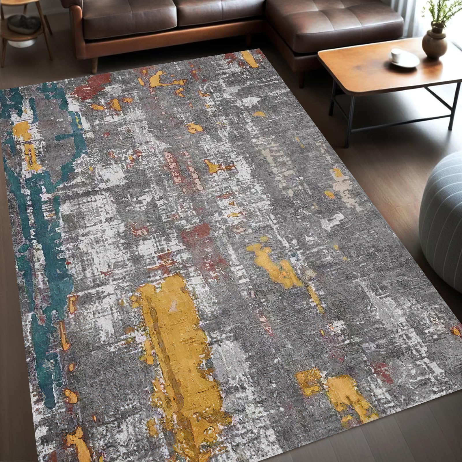Tapis de salon lavable et facile a entretenir 120x150 cm pour eviter les taches au sejour