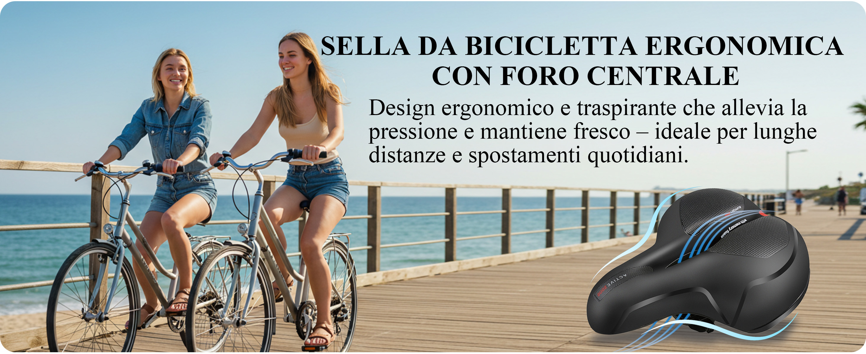 Sella per Bicicletta, Sella Bici Comoda Ergonomica con Palla d'urto a Doppia Impermeabile Traspirante Morbido Ampia Sedile per Biciclette da Strada,City, Mountain Bike Uomo Donna