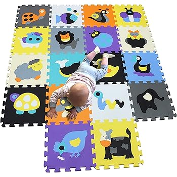 Mqiaoham Tapis De Sol Puzzle Tapis Mousse Bebe Jeu Enfant Aire De Jeux Pour Puzzle Multicolores Enfants Baby Mat A Ramper Activite Epais Puzzle Mat Baby A Ramper Blanc Bleu Beige
