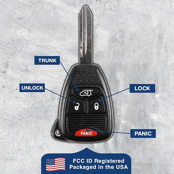 2X KeylessOption Key Fob Replacement for 2004 2005 2006 2007 2008 Dodge Grand Caravan Chrysler Town Country Pacifica Jeep Liberty Keyless Entry Remote, 4-Button M3N5WY72XX, Programming Guide Included
