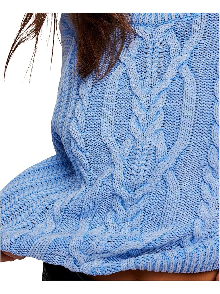 Blue Free People Frankie Cable Sweater