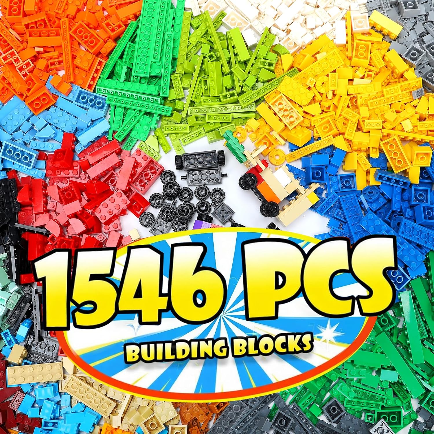 Lekebaby Classic 1546 Pieces Building Bricks Kit Basic Brick Set for Kids Creative Play Compatible with All Major