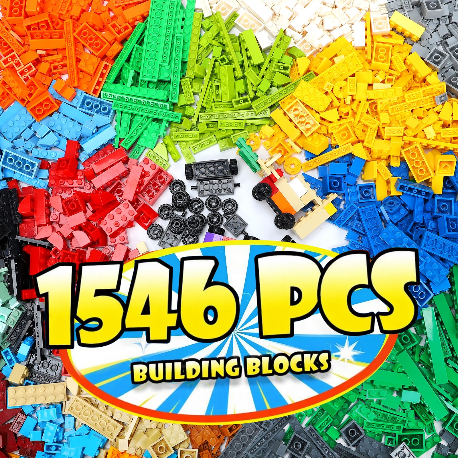 Lekebaby Classic 1546 Pieces Building Bricks Kit Basic Brick Set for Kids Creative Play Compatible with All Major