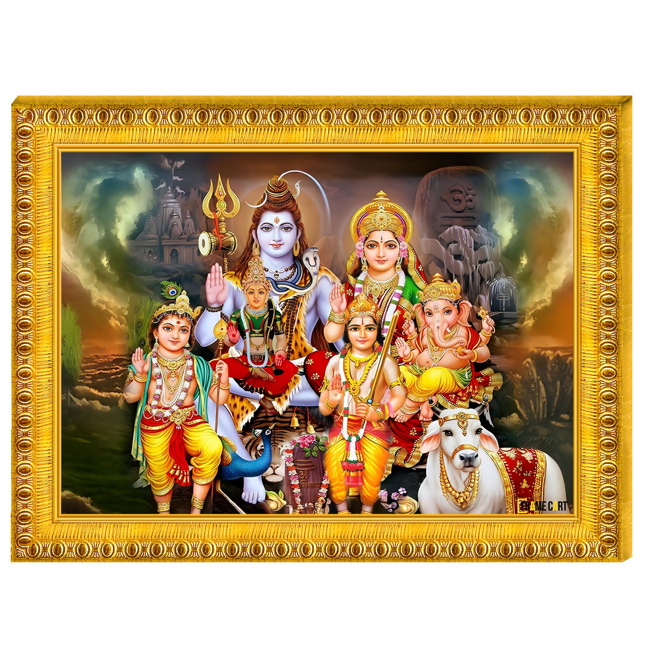 Frame Cart Lord Shiv Parivar Photo Frame for Home and Office Decor | Divine Hindu Deity Wall Art for Living Room, Bedroom, or Office Wall Decorations (Design 18, 5x7)-image-30