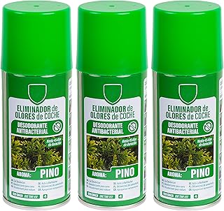 Eliminador de Olores Especial para de Automóvil: Elimina Olores y Humedad, Destruye Hongos y Bacterias, Uso Fácil y Rápido - Aire Fresco y Limpio en Tu Coche 150ml, Olor Pino - 3 Unidad