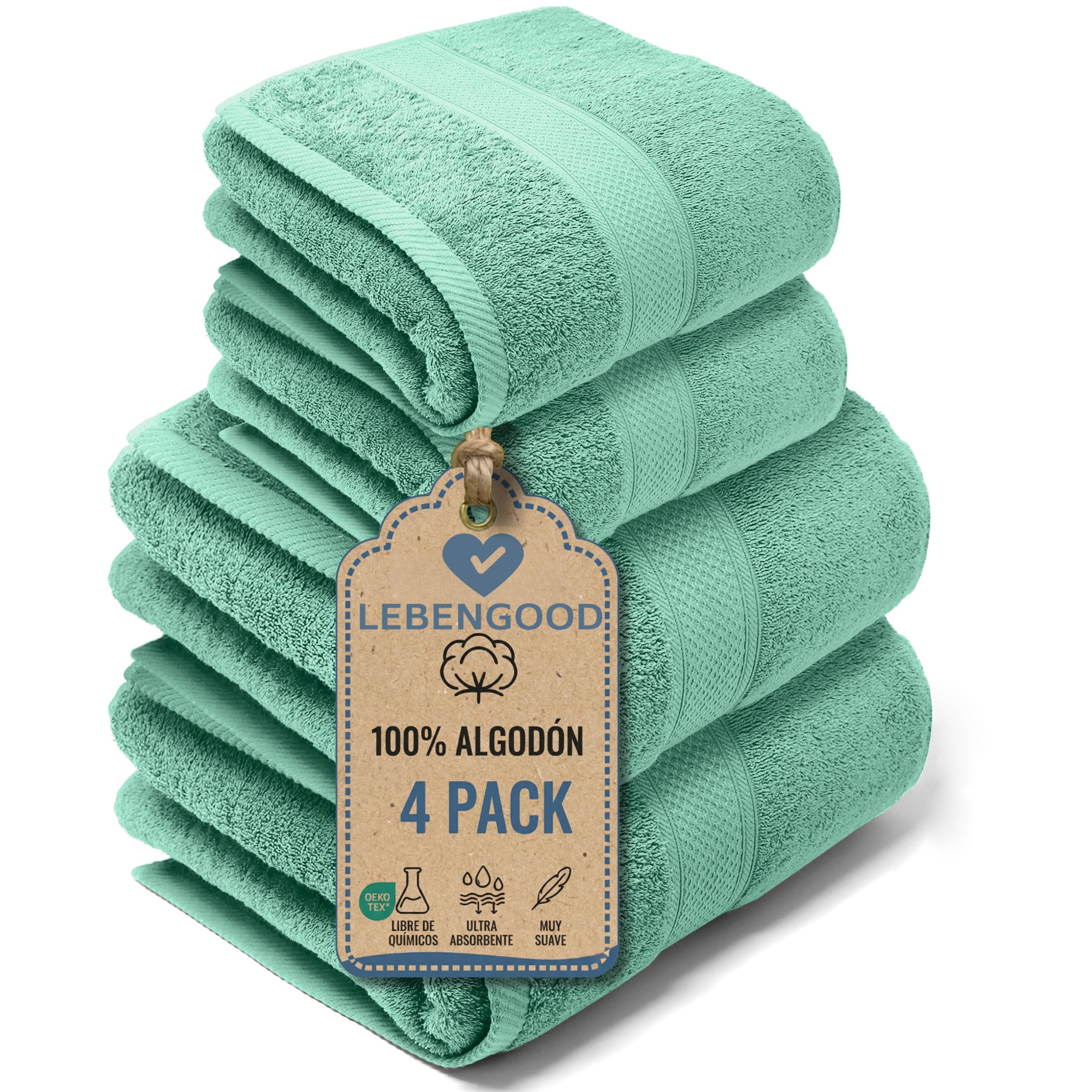 Toallas de baño LEBENGOOD de algodón absorbente que secan rápido y cuidan tu piel