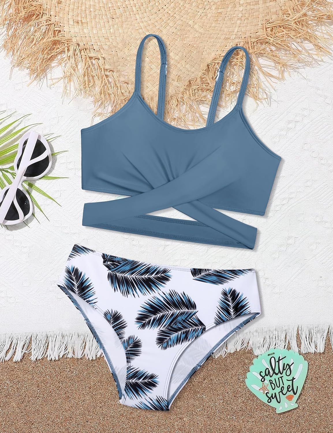 Girls Swimsuits Bikini Set Two Piece Bathing Suit Criss Cross Girls' Swimwear with Chest Pad - Image 7