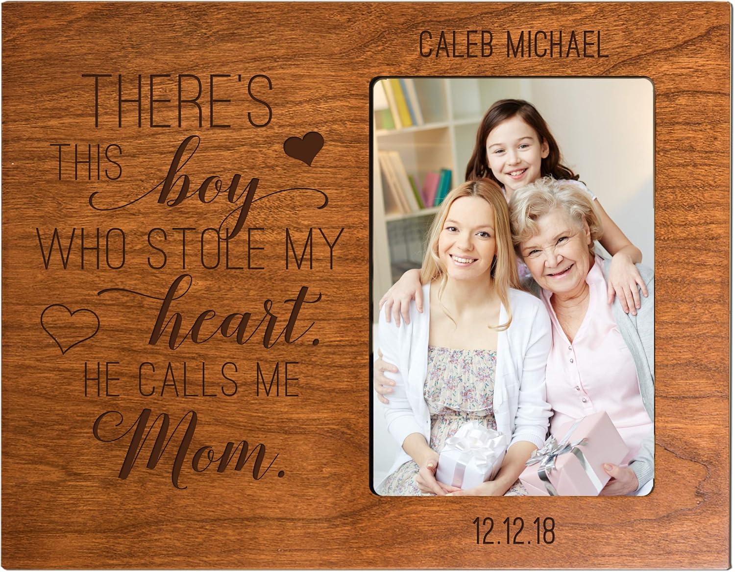 LifeSong Milestones Personalized Grandmother Gift There’s This Boy Who Stole from Grandson, Nephew, Granddaughter, Grandchildren Vertical Frame 4”x6” Photo Measures 8”x10” (Cherry)