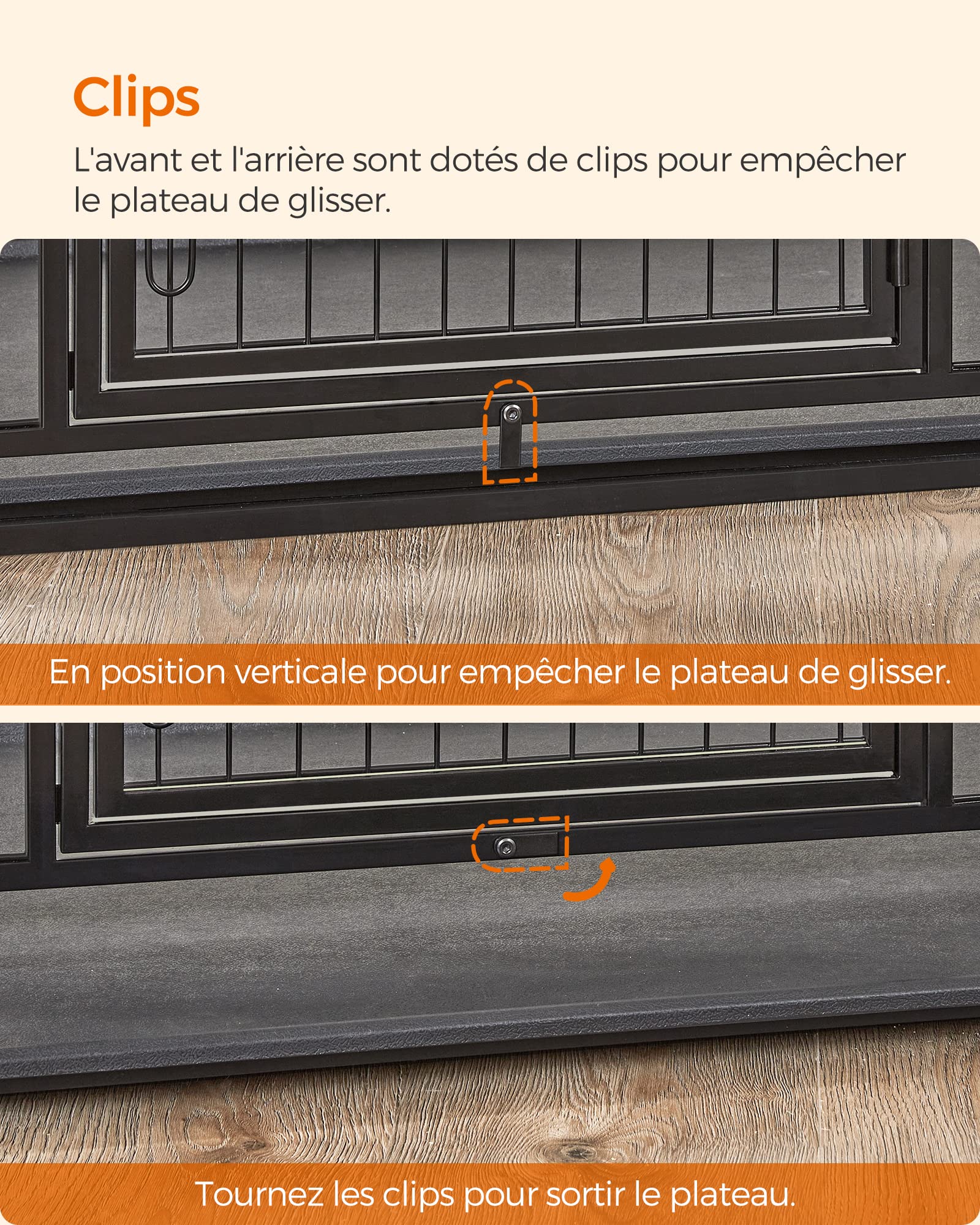 Feandrea Cage pour Chien Lourd, 107 x 70 x 75 cm, pour Chiens Moyens et Grands, Anti-évasion, Double Porte Amovible, XL, Noir PPD001B01