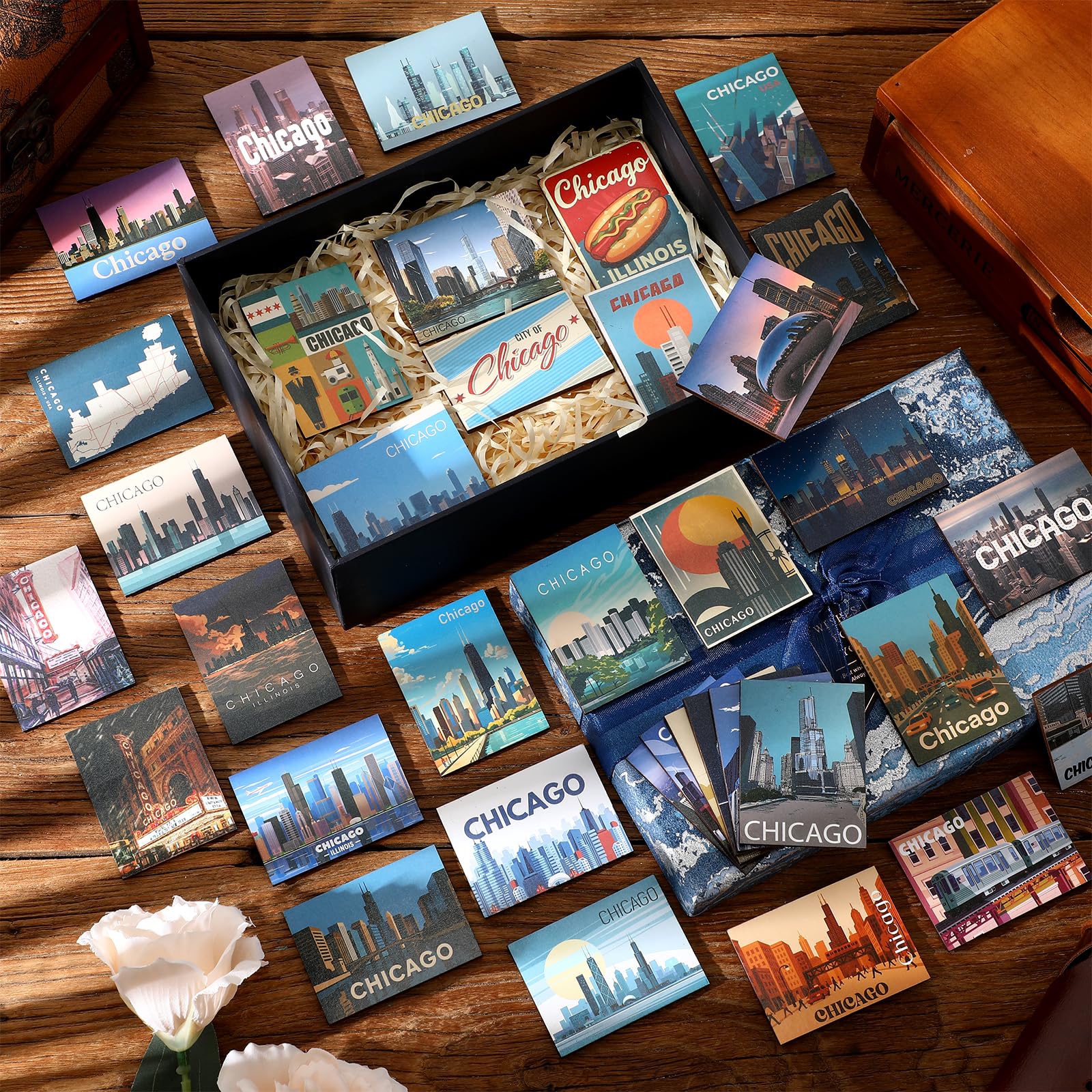 Xuhal 18 Pcs Chicago Magnets for Refrigerator Fridge Magnet Magnetic USA Souvenirs Gifts Bulk Refrigerator Sticker Home Decoration Accessories