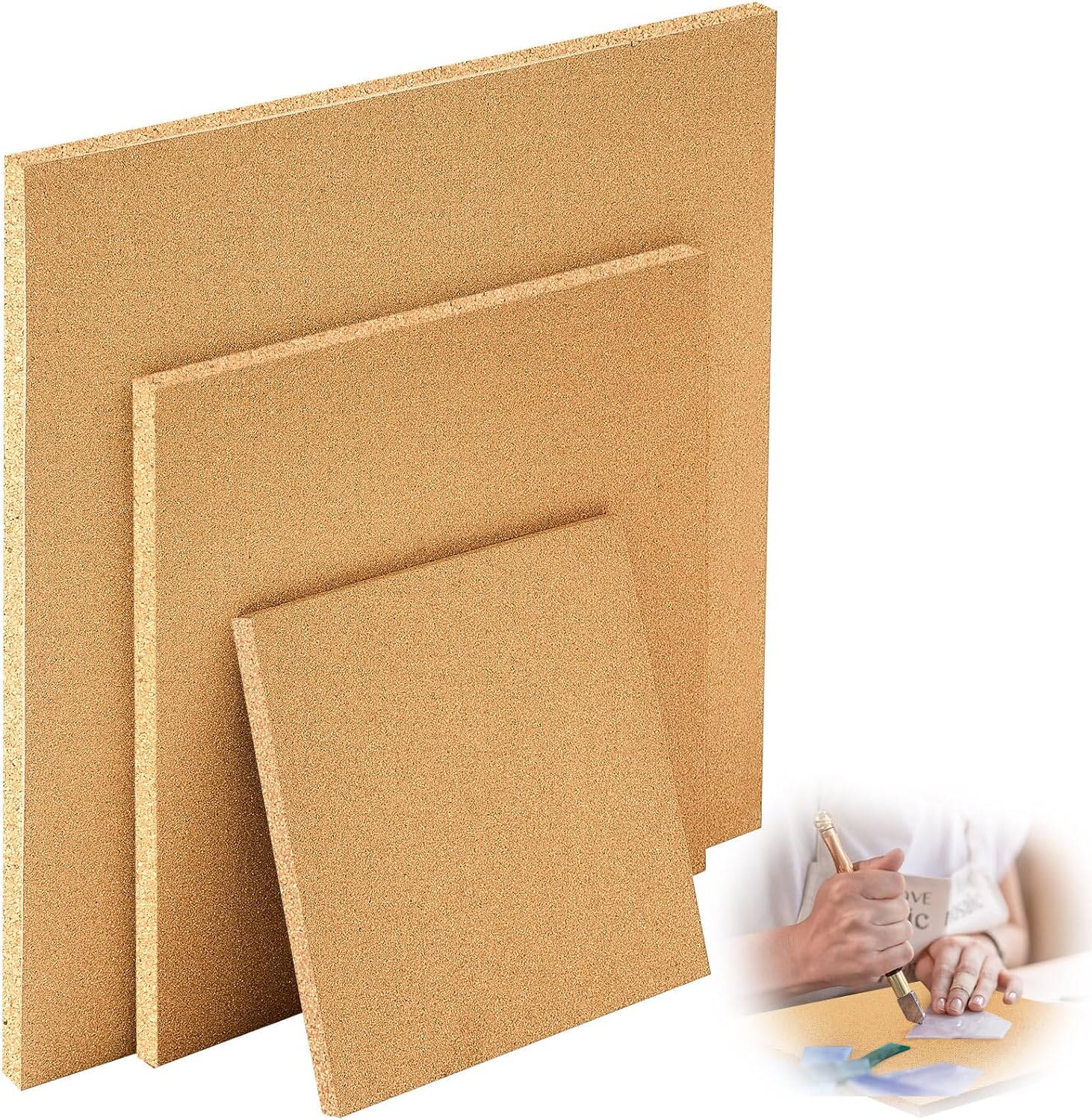 Cinnvoice 3 Pcs Board for Stained Glass Work Surface, 24", 18", 12", Stained Glass Cutting Mat Tools and Supplies, Heat Resistant, for Table Protection, 1/2" Thick