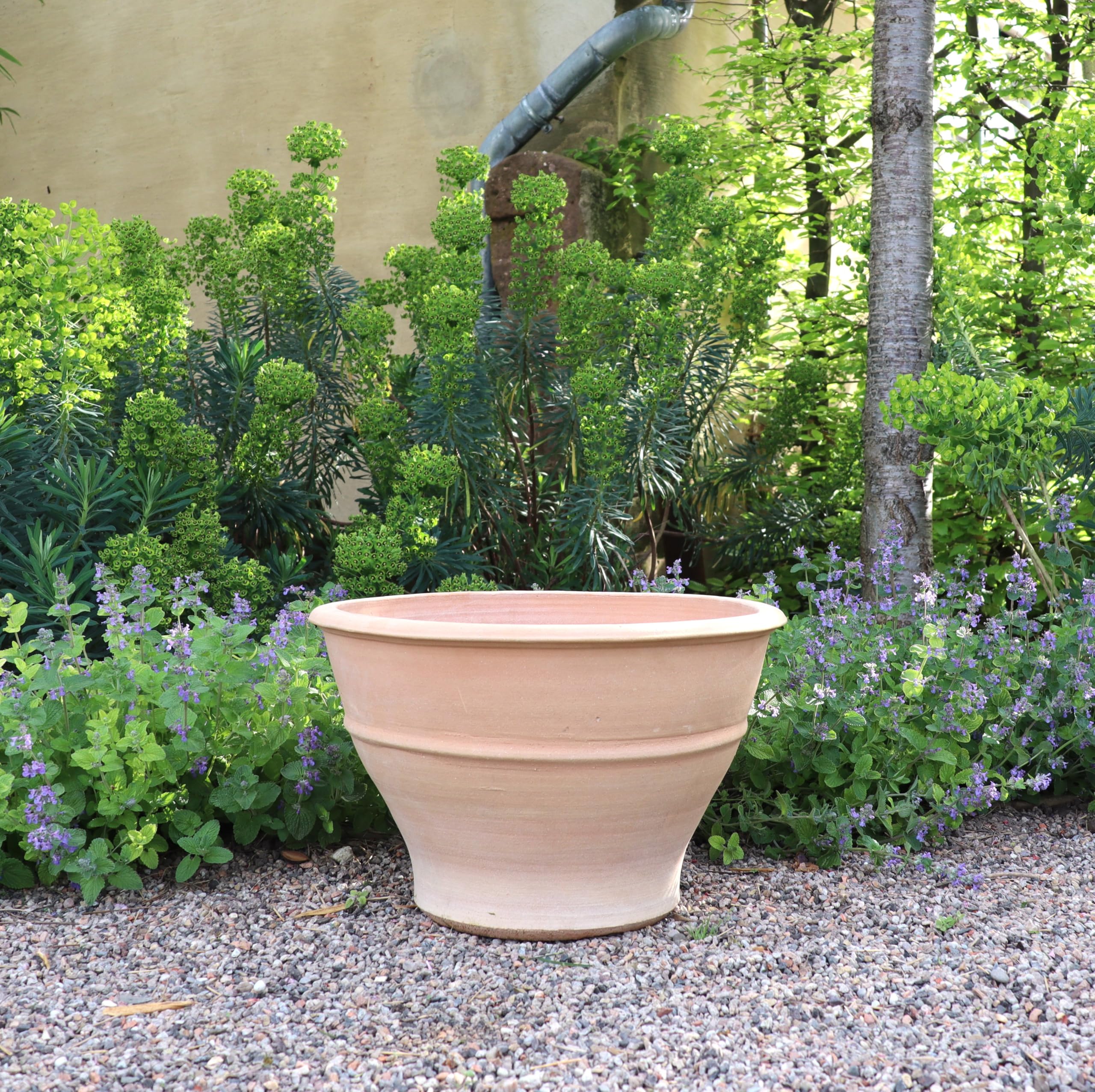 Pot de Fleurs en Terre Cuite résistant au Gel Buxus 50 cm – jardinière Artisanale pour Jardin, résistante aux intempéries, Robuste, Style méditerranéen, idéale pour Fleurs, buis et Olivier