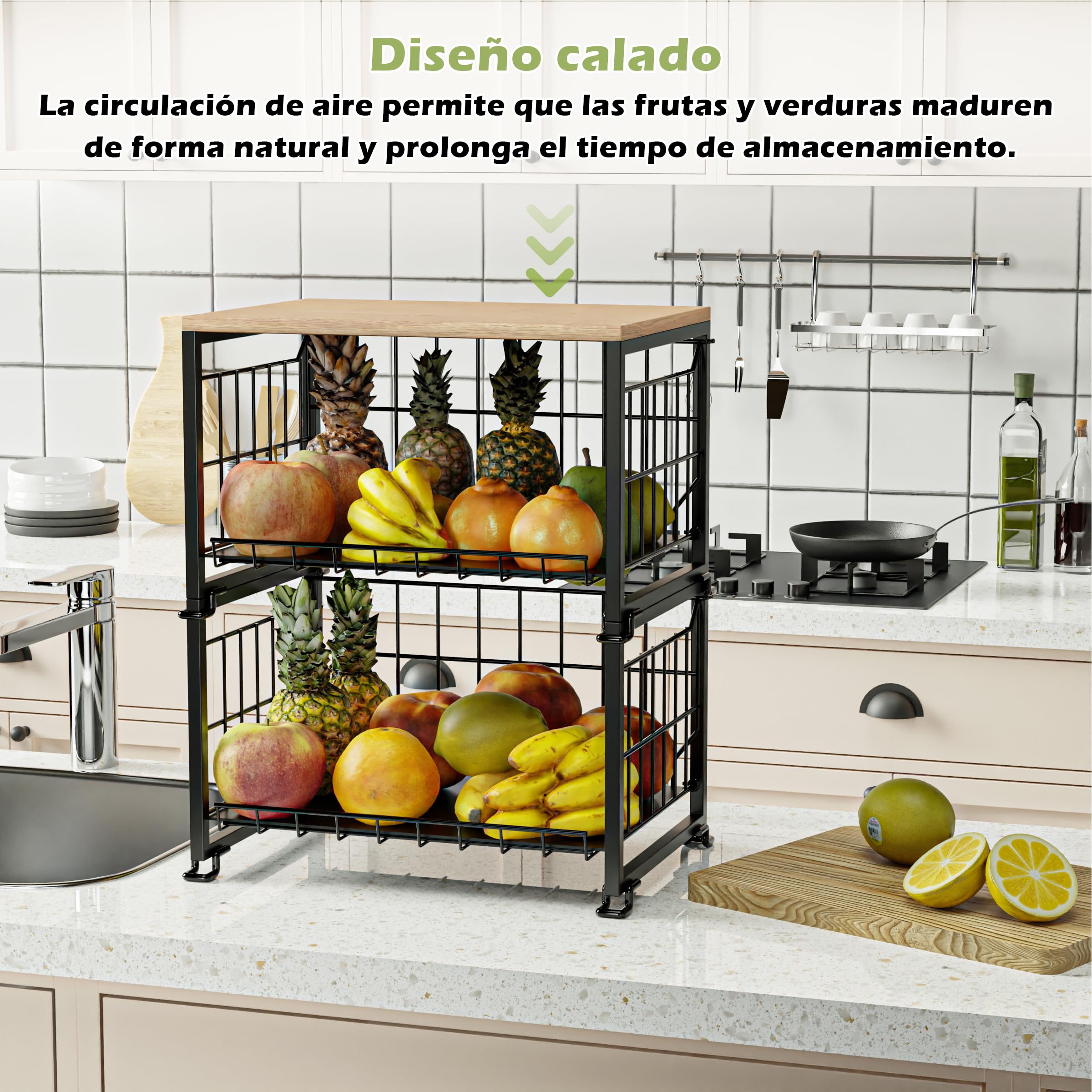 Cesta De Frutas De Mesa De Metal Negro - Diseño Moderno Y Elegante Cesta De Frutas Para Frutas Citricos Frutos Secos Alimentos Portafrutas 97656300