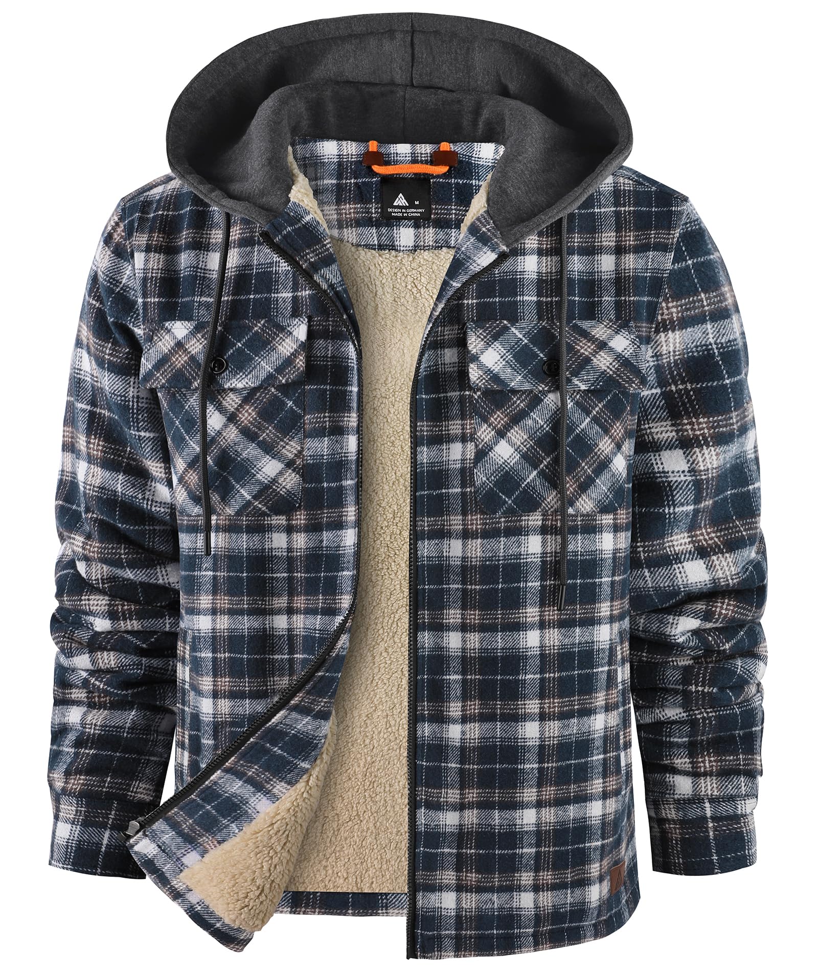 zitysport Camicia Uomo Sherpa Fleece Quadri Foderata Cappuccio Fodera in Pile Cappotto Giacca Invernale con Tasche Giacca in Flanella da Uomo a Quadri Felpa con Cappuccio