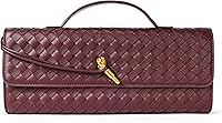 Joryin Woven Vegan Leather Evening Clutch Purse for Women - Crossbody Handbag with Adjustable Strap, Formal Wedding Bag