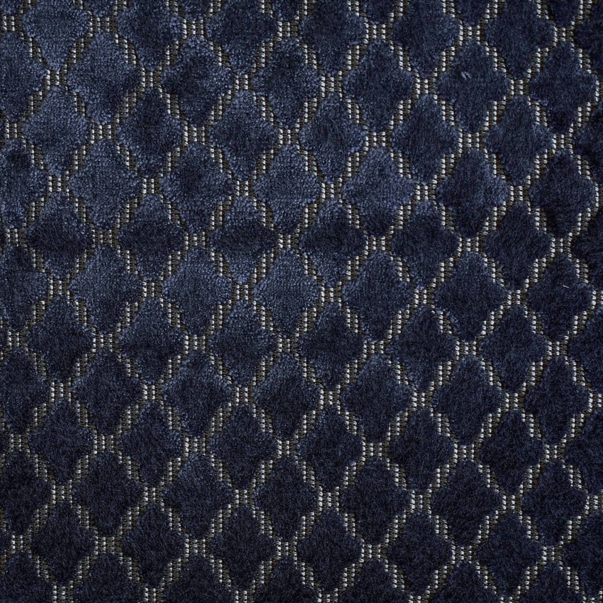 Tienda de tejidos directa Azul marino, gris base Terciopelo Jacquard Tela Por metro, 19 metros continuos 137 centímetros ancho Geométrico Azul Al por mayor Terciopelo Tapicería Tela para Cortinas