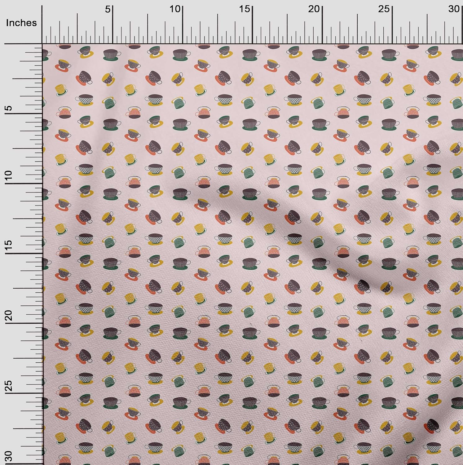 oneOone Polyester Spandex Light Pink Fabric Utensils Tea Cups Quilting Supplies Print Sewing Fabric by The Yard 56 Inch Wide