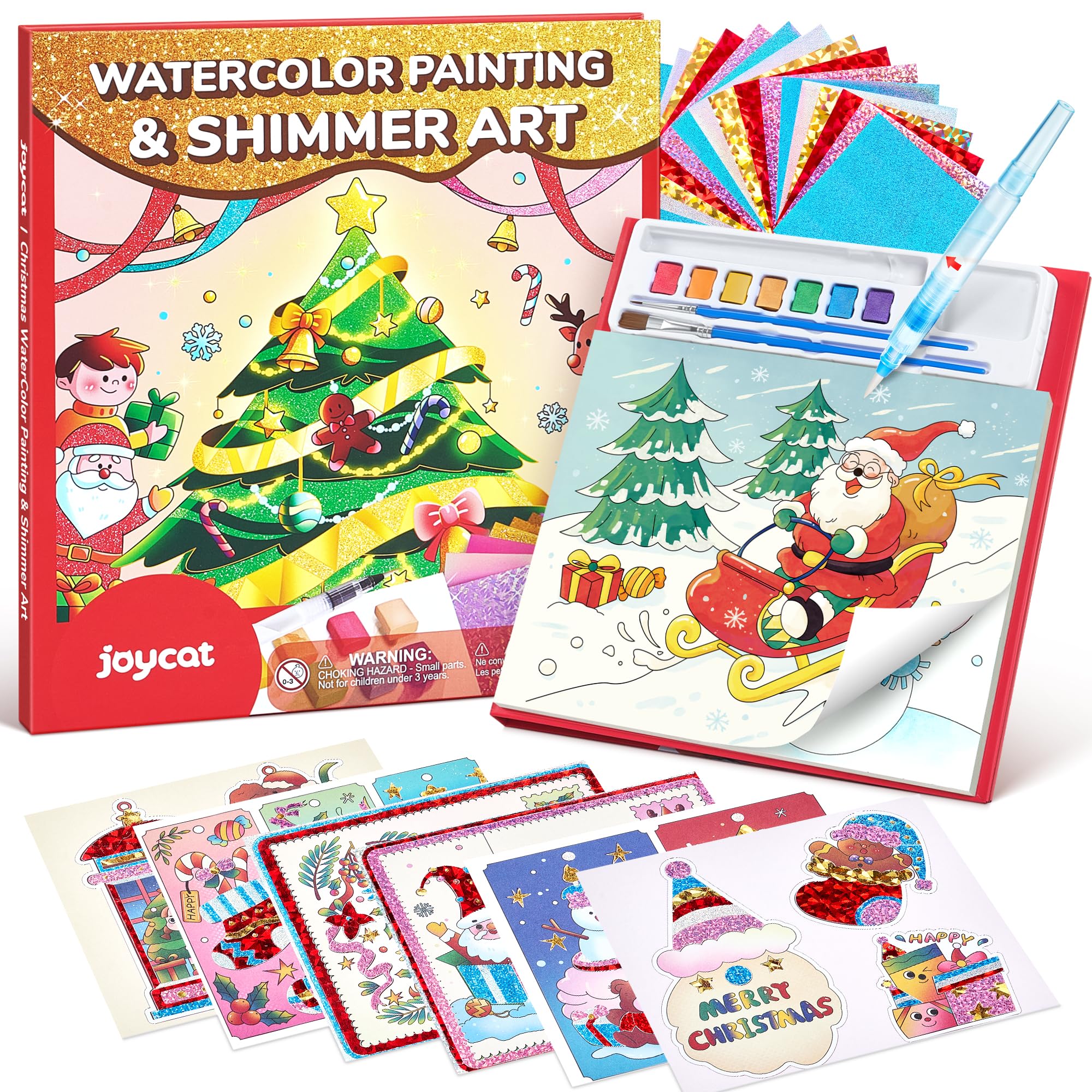 JoyCat Paint with Water Coloring Books & Shimmer Art (Christmas)