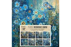 Decoupage Paper Pack (24 Sheets 6"x6") Floral Paradise in Blue