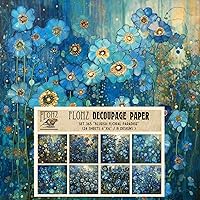 Vista 1 de Decoupage - Paquete de papel (24 hojas de 6 x 6 pulgadas) Floral Paradise in Blue # Papel de patrón de estilo vintage para decoupage, manualidades