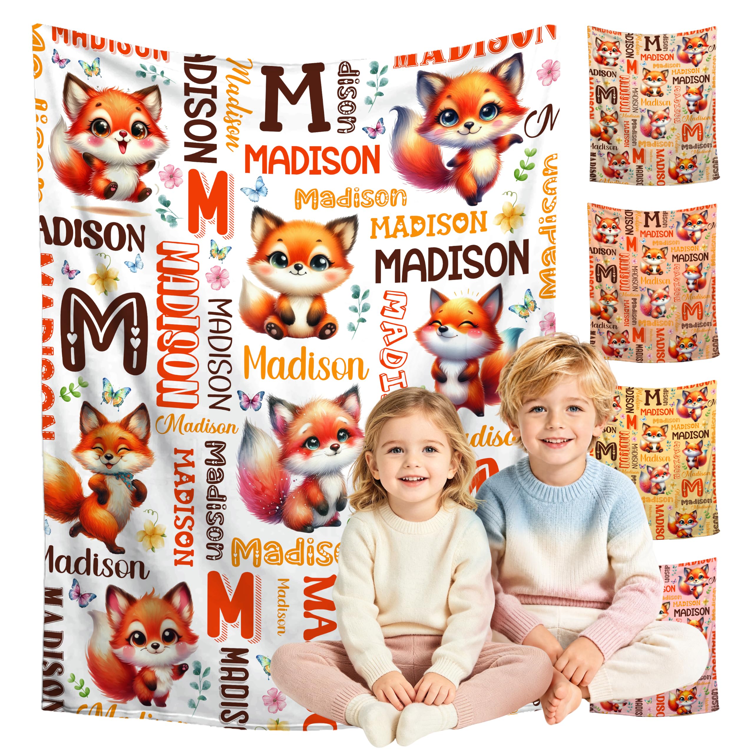 Custom Fox Blanket for Boys Girls,Ultra Soft Personalized Gifts Baby Blanket,Customized Throw for Toddlers Newborn Stroller Crib,40"x50"