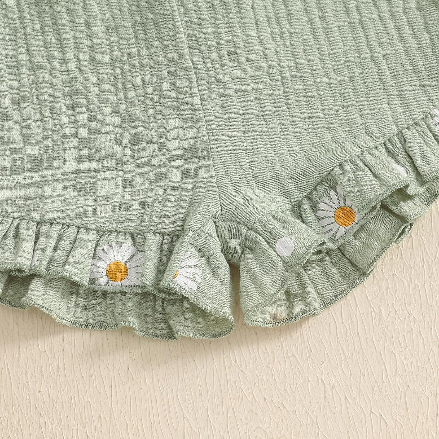 Kaipiclos Infant Baby Girl Clothes Outfits Daisy Print Ruffle Sleeve Shirt Tops Shorts Baby Summer Outfit 3 6 12 18 24 Month - Image 6