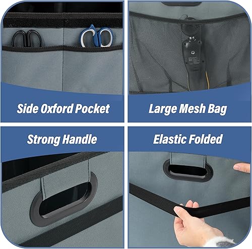 Miniatura 4 de Simple Deluxe Organizador de maletero de automóvil con tapa, caja de almacenamiento plegable de 2 compartimentos de 50 litros con 5 bolsillos,